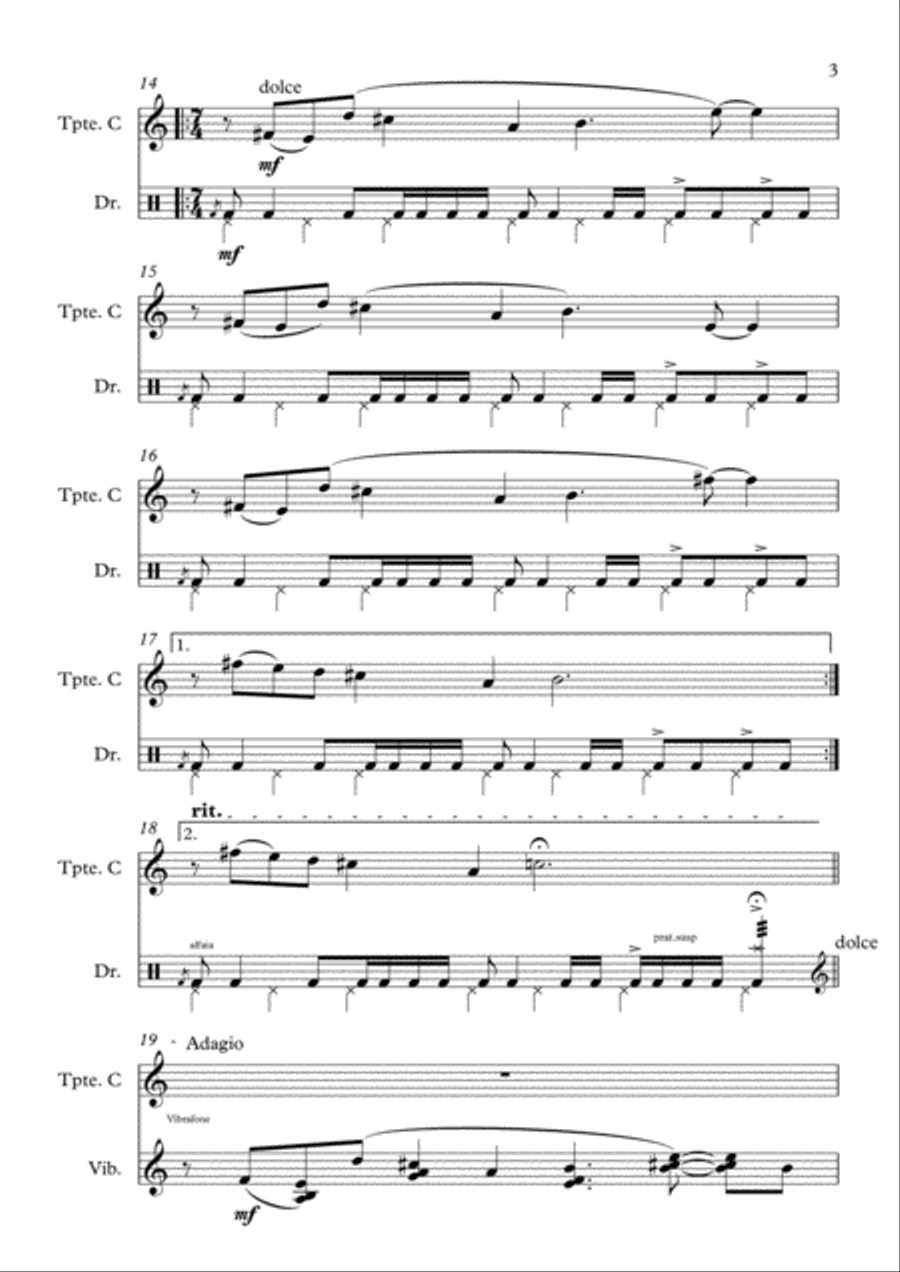 Prog # 1 - for Trumpet and Percussion Trumpet scores gallery preview page 5