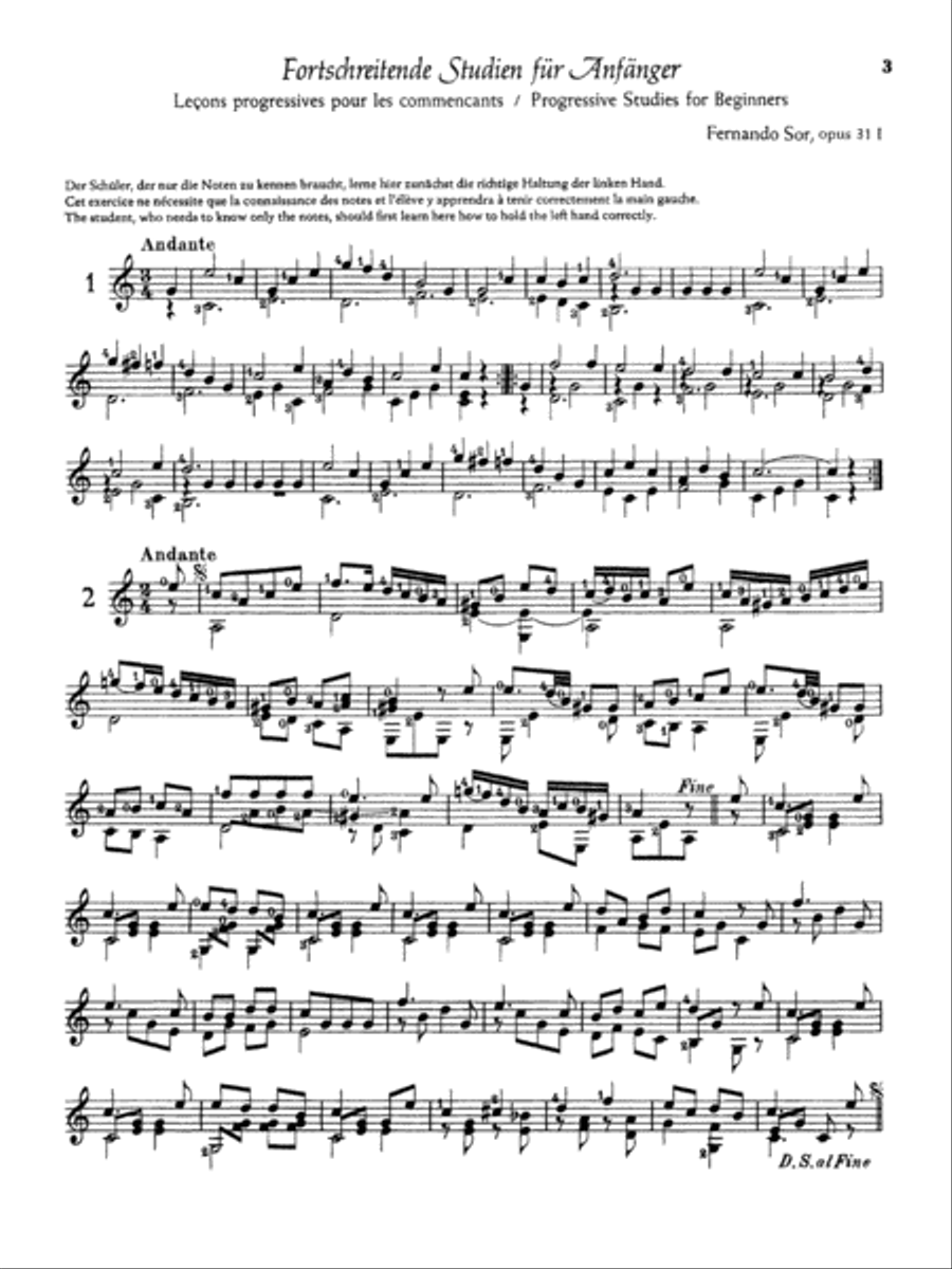 Sor: Complete Progressive Studies for the Beginner, Op. 31 Acoustic Guitar scores gallery preview page 3