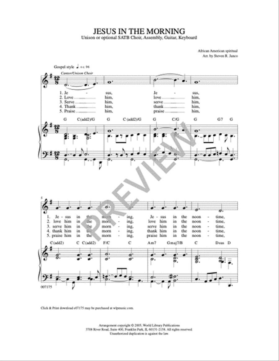 Jesus in the Morning Jesus in the Morning 4-Part scores gallery preview page 8