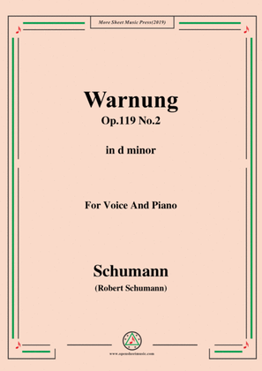 Book cover for Schumann-Warnung,Op.119 No.2,in d minor,for Voice&Piano