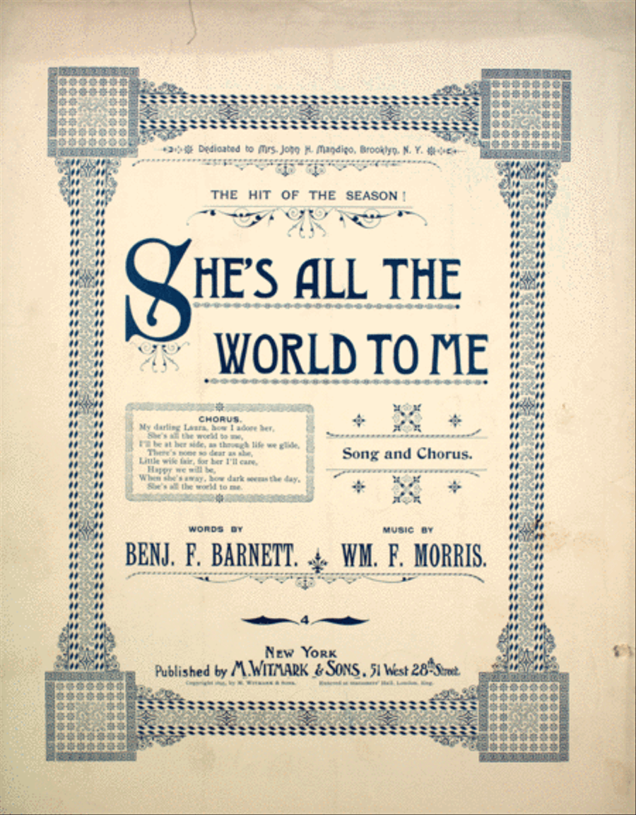 She's All the World To Me. Song and Chorus Choir scores gallery preview page 1