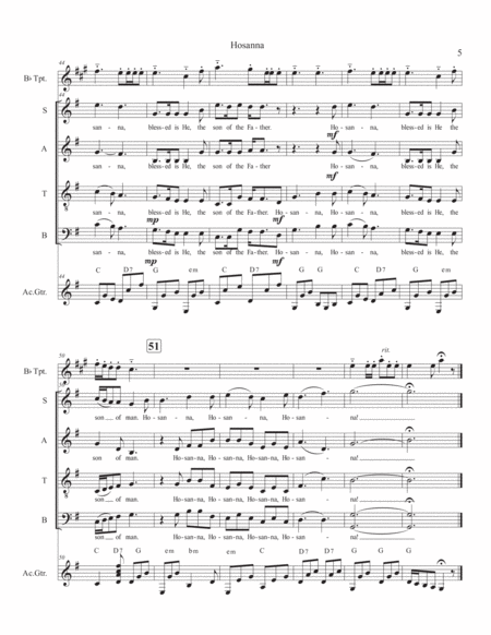 Hosanna for SATB, Guitar and Trumpet image number null