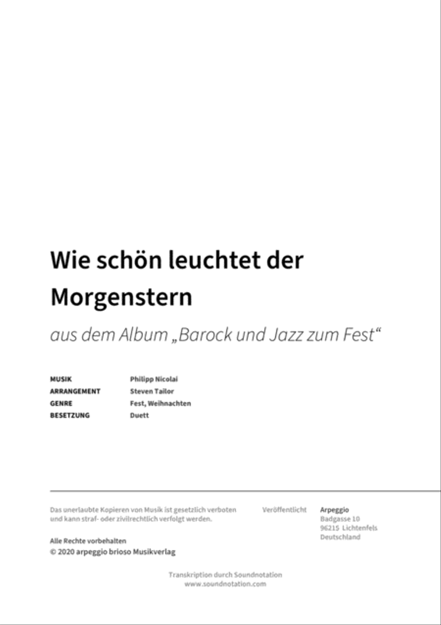 Wie schön leuchtet der Morgenstern String Duet scores gallery preview page 2