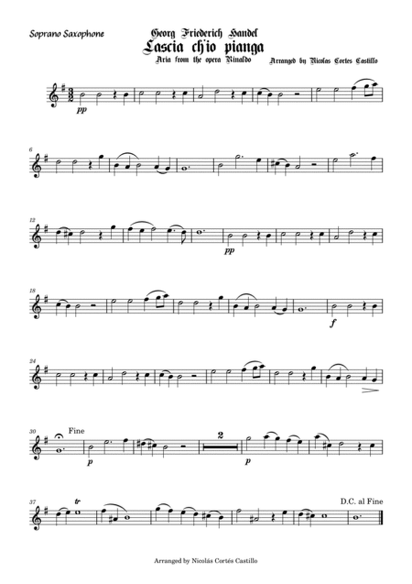 Handel - Lascia ch'io pianga - Saxophone Quartet image number null