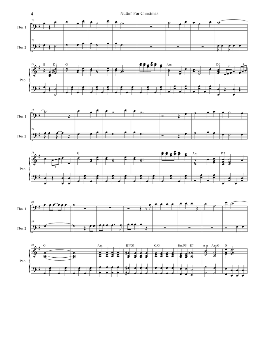 Nuttin' For Christmas Nuttin' For Christmas Trombone Duet scores gallery preview page 4