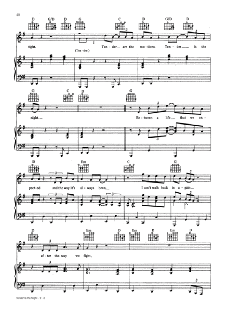 Tender is the Night Piano, Vocal, Guitar scores gallery preview page 3