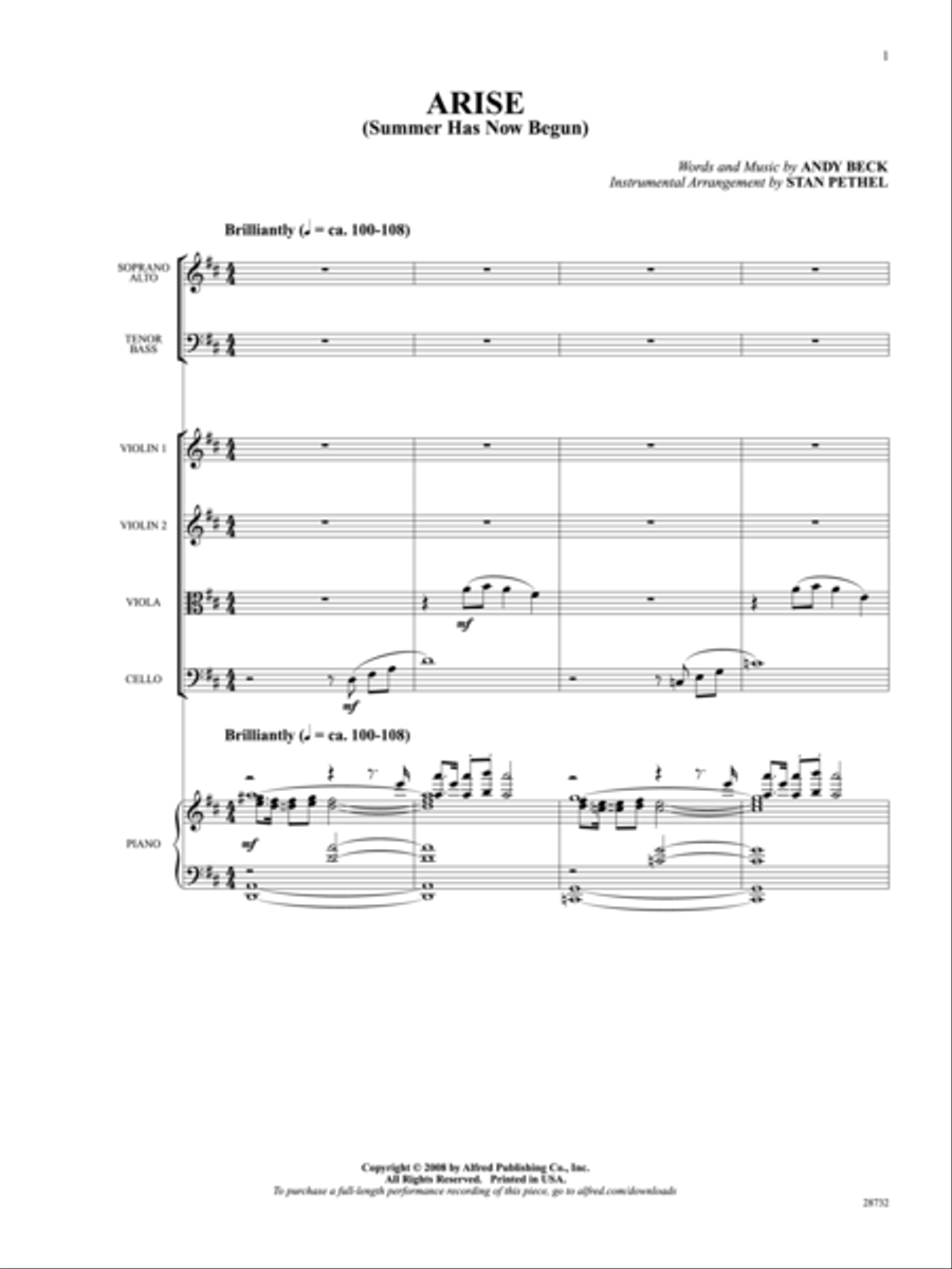 Arise (Summer Has Now Begun) Choir scores gallery preview page 2