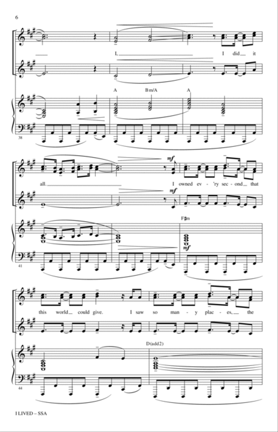 I Lived (arr. Jacob Narverud) SSA scores gallery preview page 5