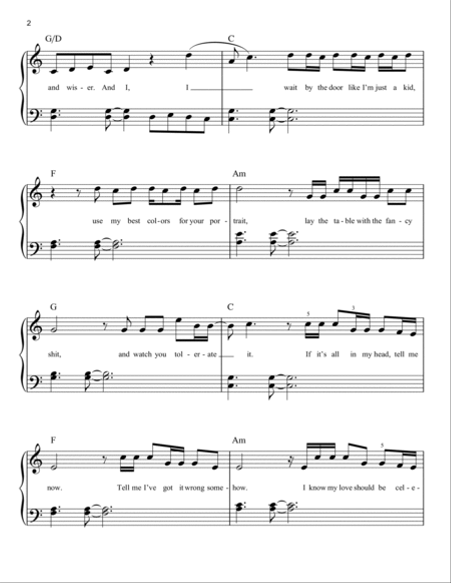 tolerate it Easy Piano scores gallery preview page 2