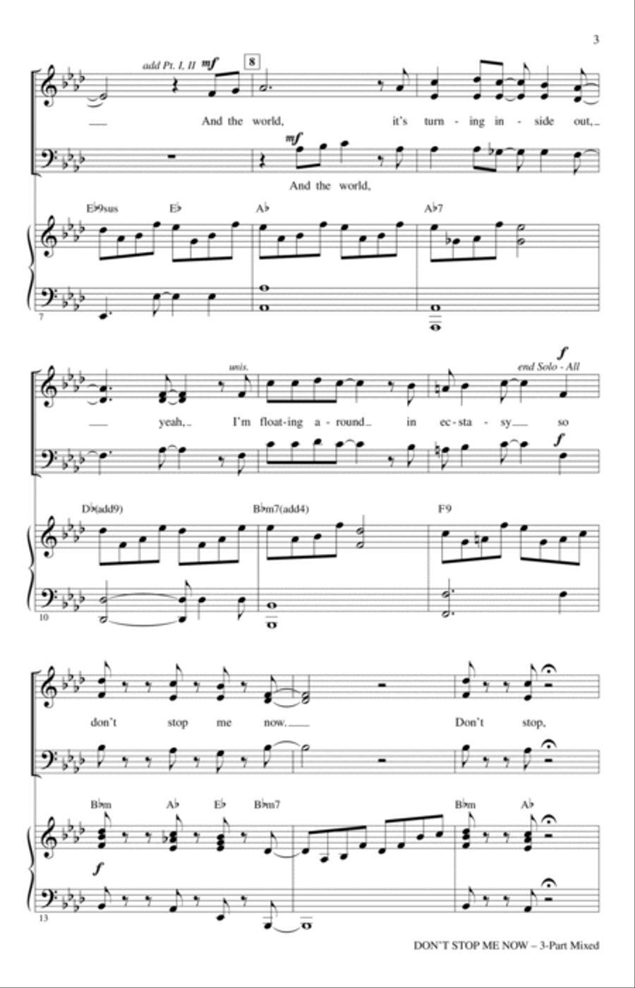 Don't Stop Me Now (arr. Mark Brymer) 3-Part scores gallery preview page 2