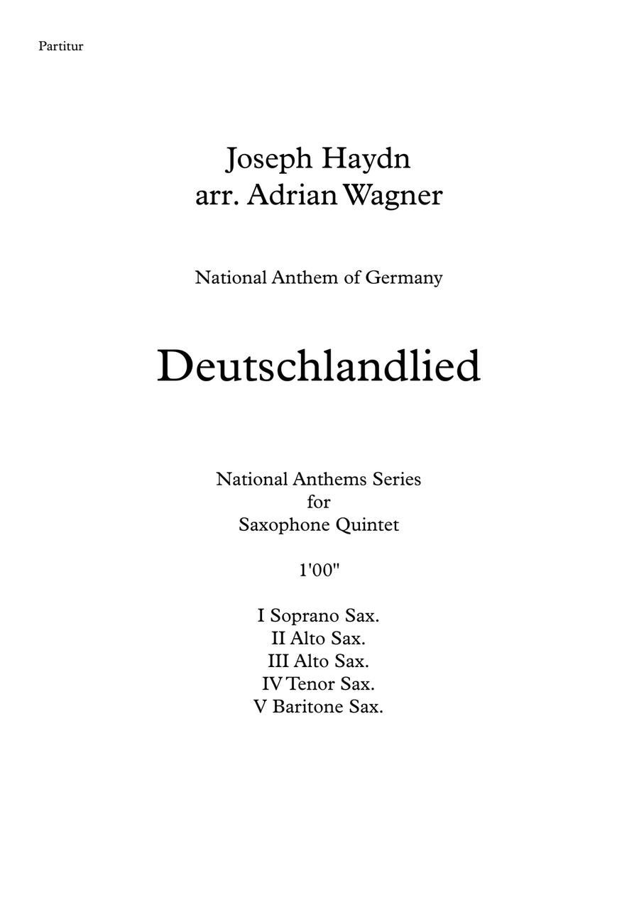 Deutschlandlied (National Anthem of Germany) Saxophone Quintet arr. Adrian Wagner Saxophone Quintet scores gallery preview page 1