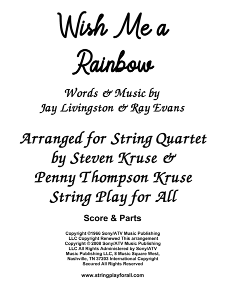 Wish Me A Rainbow by Ray Evans String Quartet - Digital Sheet Music