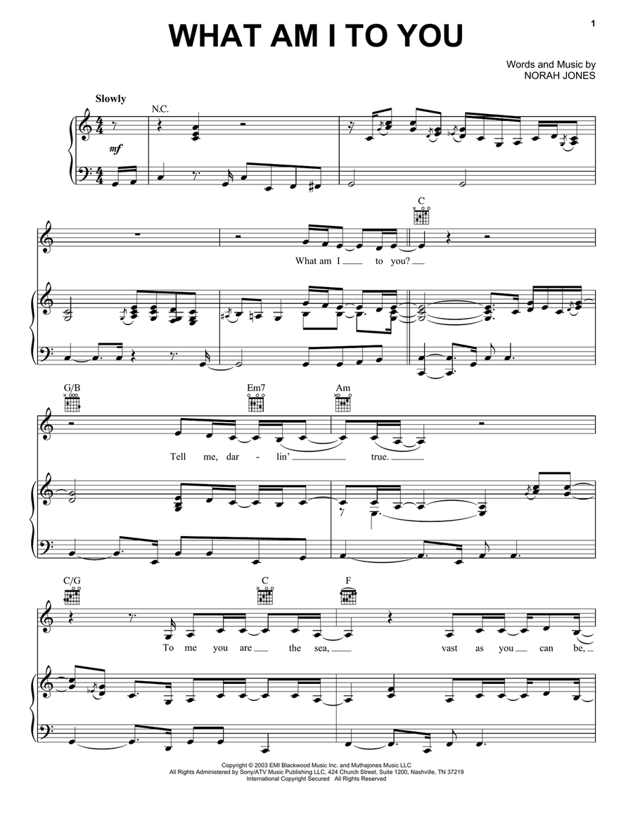 What Am I To You Piano, Vocal, Guitar scores gallery preview page 1