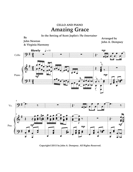 Amazing Grace / The Entertainer (Cello and Piano) image number null