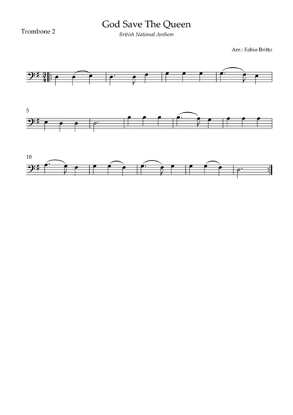 God Save The Queen (British National Anthem) for Trombone Quartet image number null