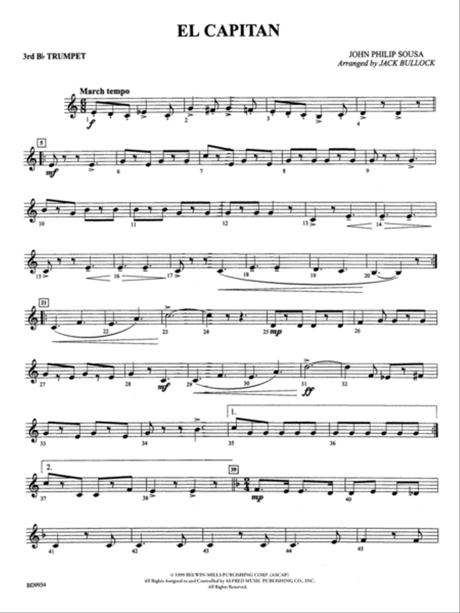 El Capitan: 3rd B-flat Trumpet Concert Band scores gallery preview page 1