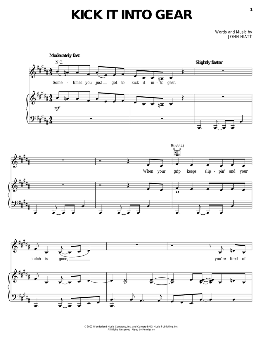 Kick It Into Gear Piano, Vocal, Guitar scores gallery preview page 1