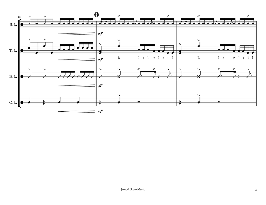 Sliced Melons (Drumline Cadence) Marching Band scores gallery preview page 3