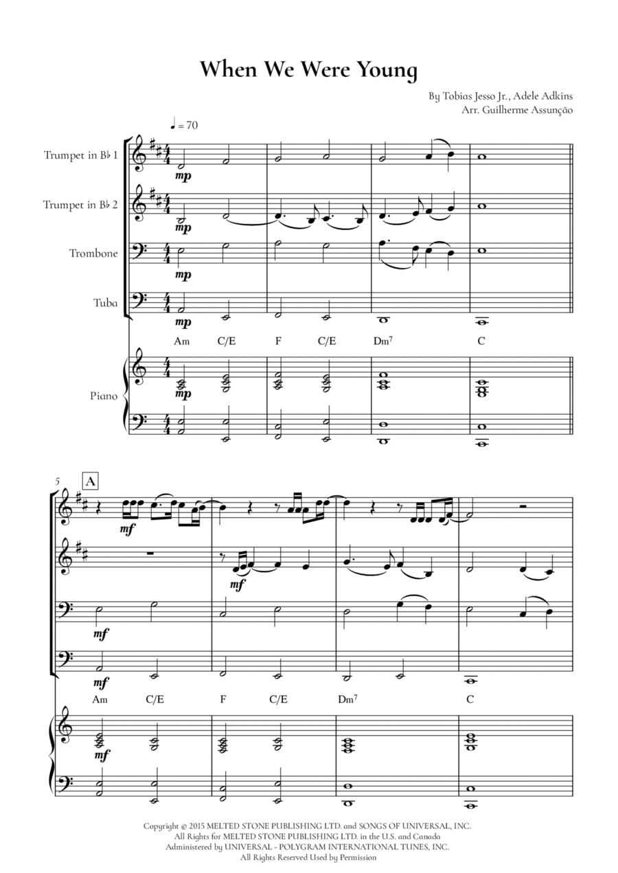 When We Were Young Brass Quartet scores gallery preview page 1