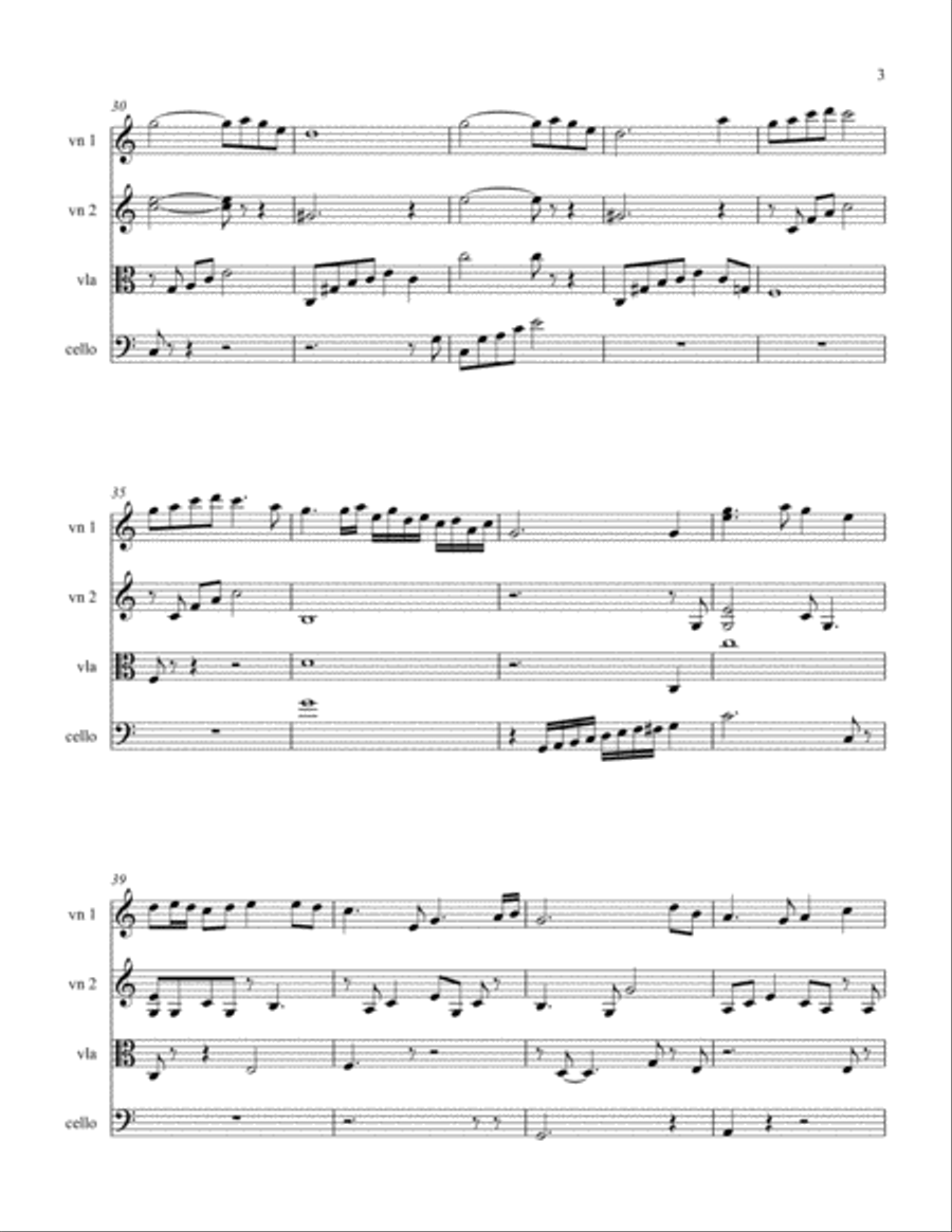 Friendship, a Chinese Song arranged for String Quartet String Quartet scores gallery preview page 3