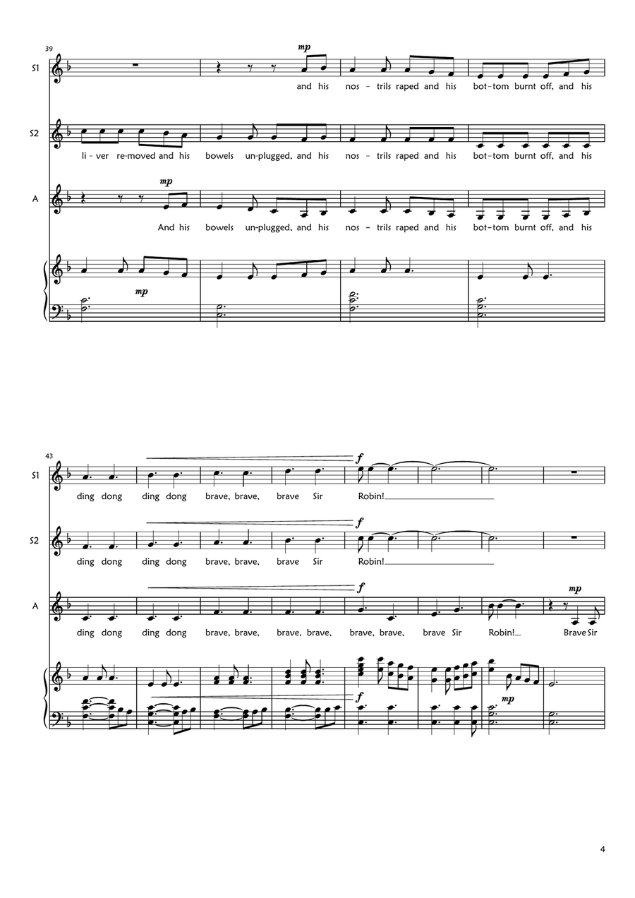 Sir Robin's Song Sir Robin's Song SSA scores gallery preview page 4