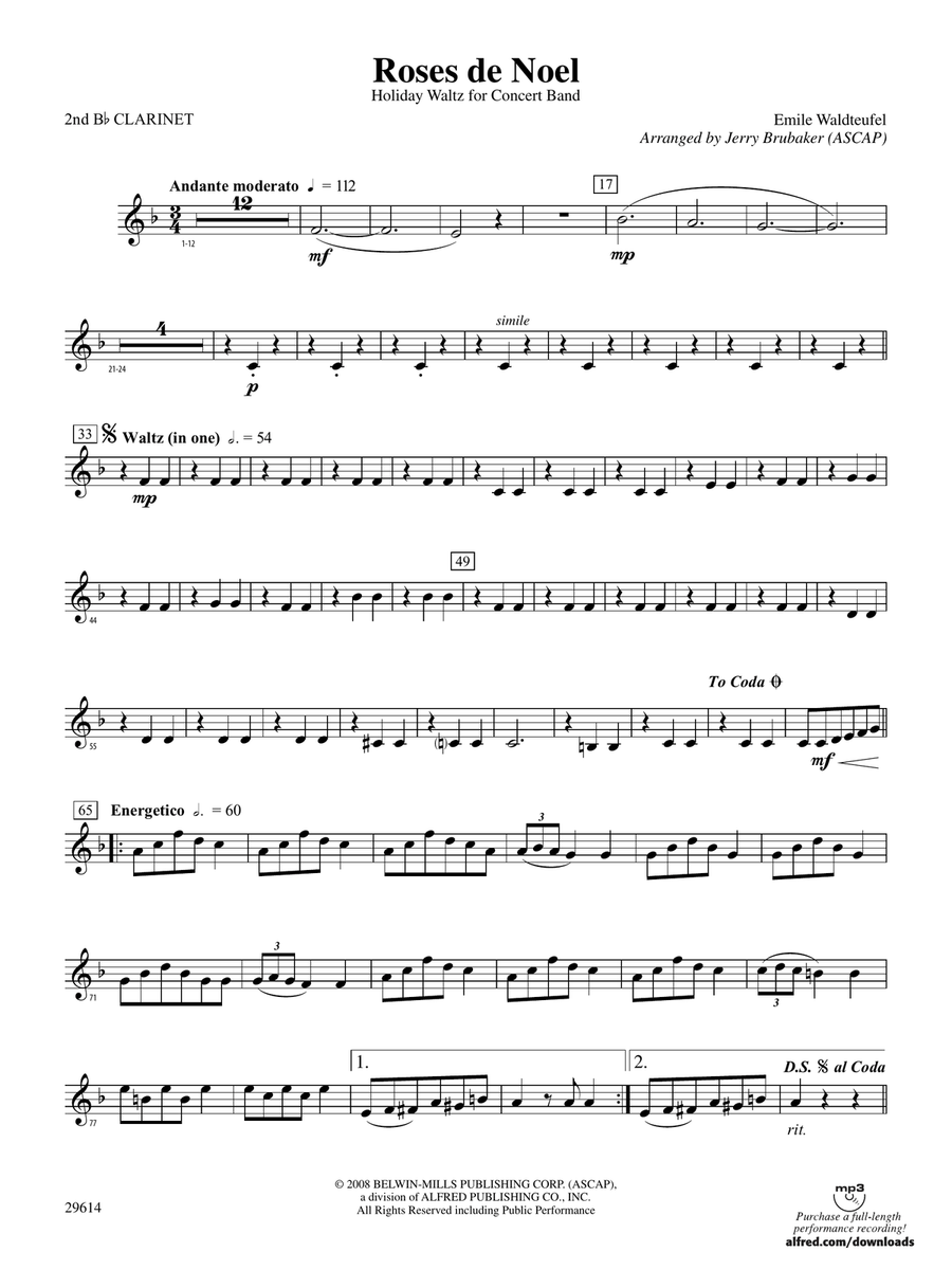Roses de Noel: 2nd B-flat Clarinet