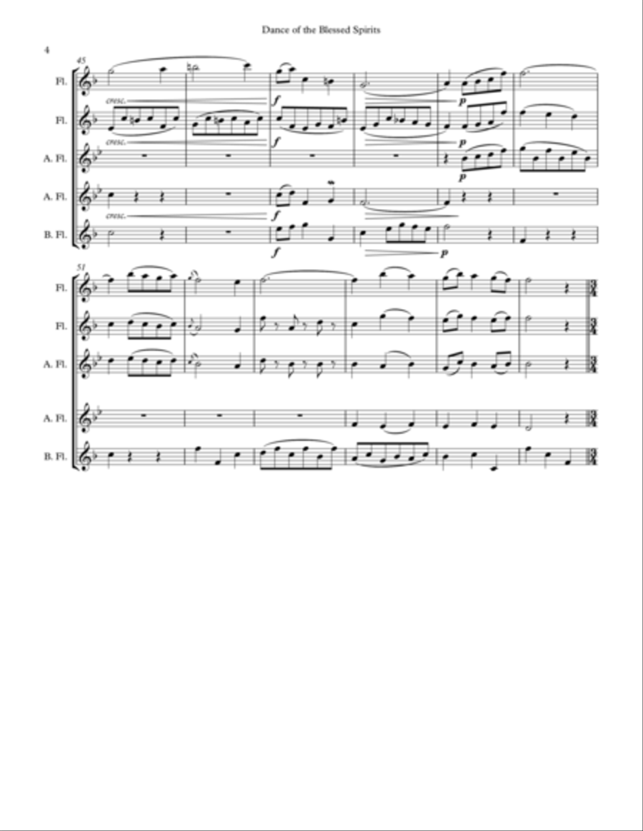 Dance of the Blessed Spirits for Flute Choir Woodwind Quintet scores gallery preview page 4