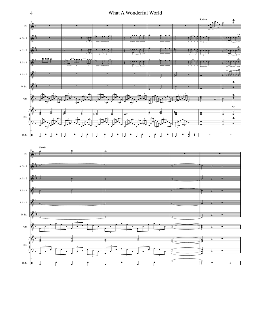 What A Wonderful World Saxophone Quintet scores gallery preview page 4