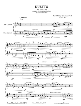 CPE Bach: Duetto Wq. 140 for Alto & Bass Clarinet Duo