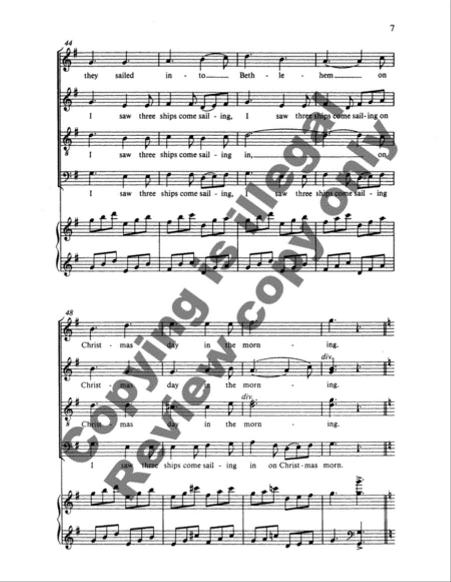 Christmas Trilogy: 1. I Saw Three Ships 4-Part scores gallery preview page 12