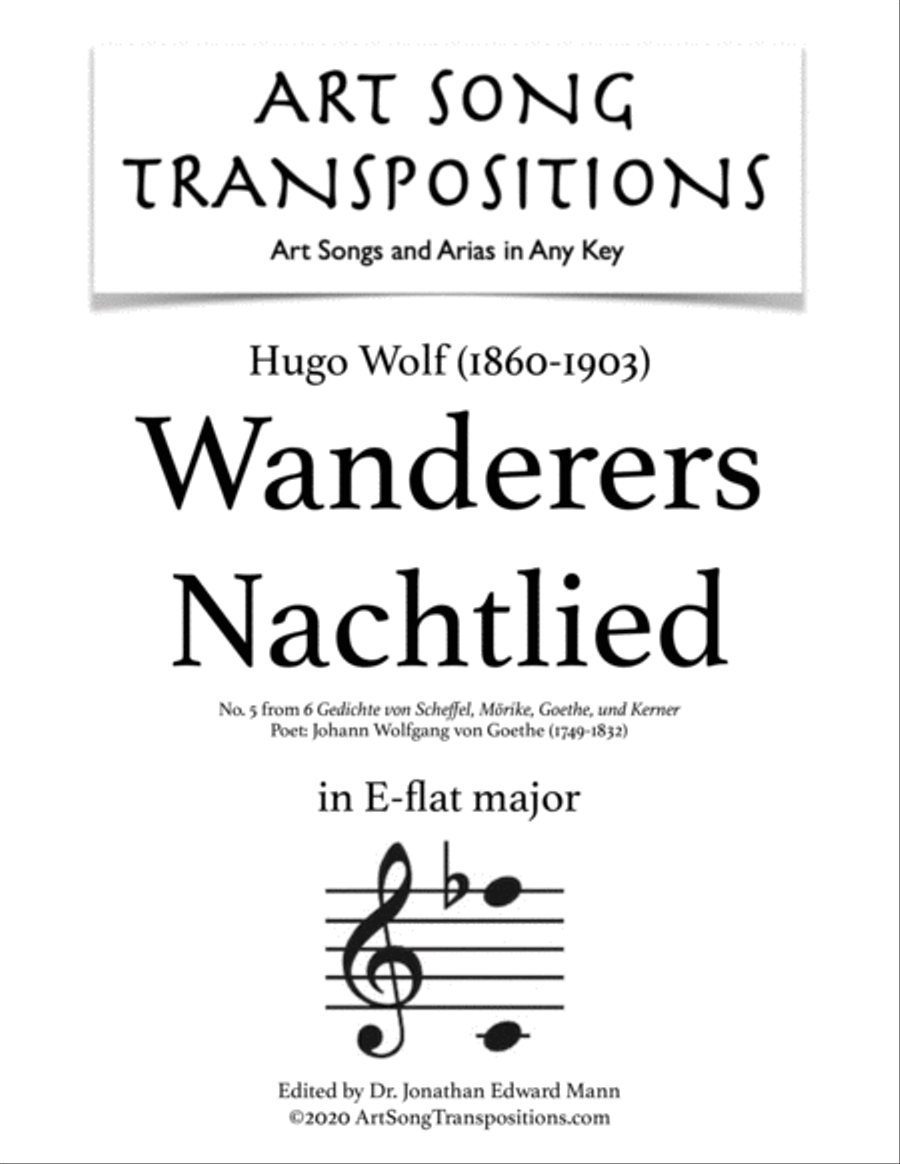 WOLF: Wanderers Nachtlied (transposed to E-flat major) Voice scores gallery preview page 1