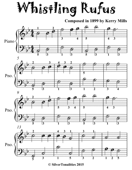 Whistling Rufus Rag Easiest Piano Sheet Music for Beginner Pianists