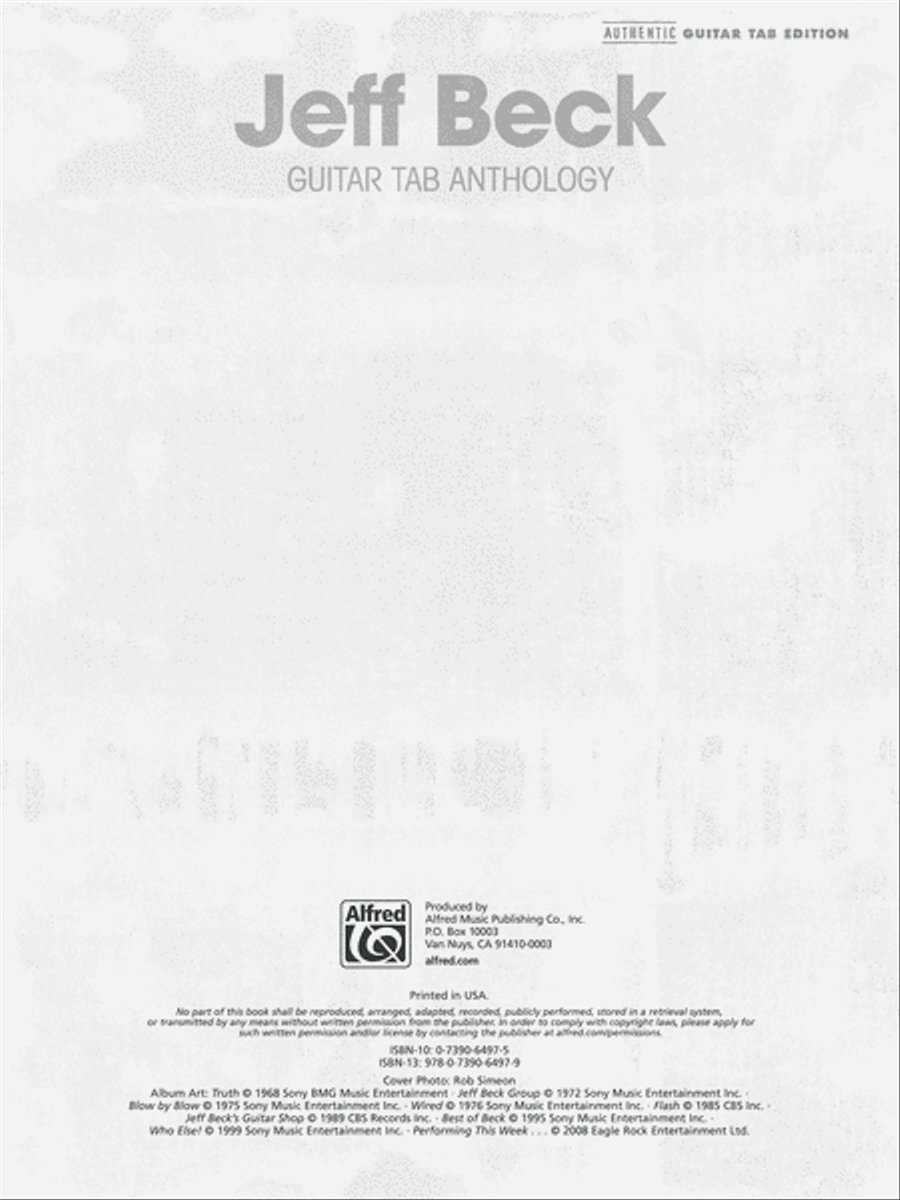 JEFF BECK GUITAR TAB / TABLATURE / ***BRAND NEW*** / WIRED
