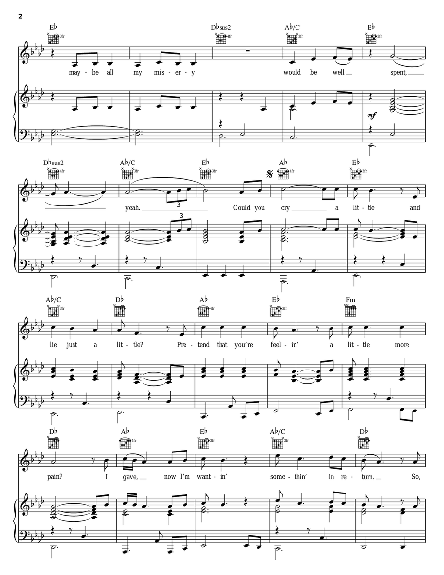 Cry Piano, Vocal, Guitar scores gallery preview page 2