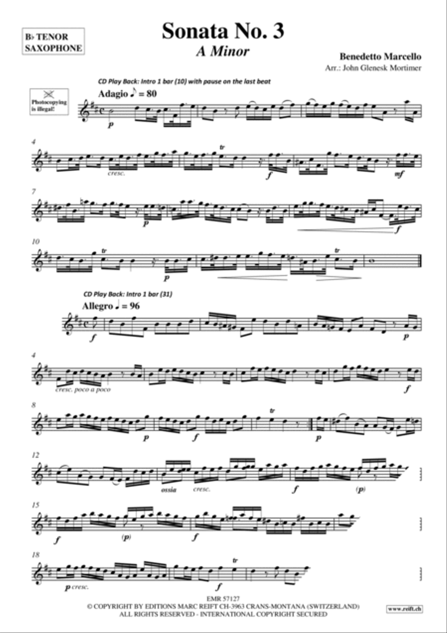 Sonata No. 3 Tenor Saxophone scores gallery preview page 3