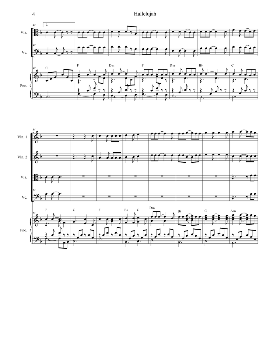 Hallelujah Hallelujah Piano Quintet scores gallery preview page 4