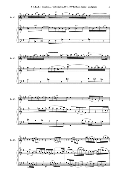 J. S. Bach: "Viola da Gamba" Sonata no. 1 in G major, BWV 1027, arranged for bass clarinet and pian