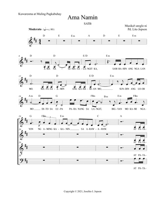 Ama Namin (SATB for Lent and Easter)