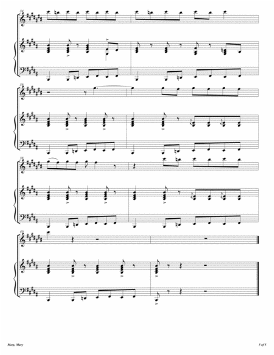 Mary, Mary Mary, Mary Piano scores gallery preview page 6
