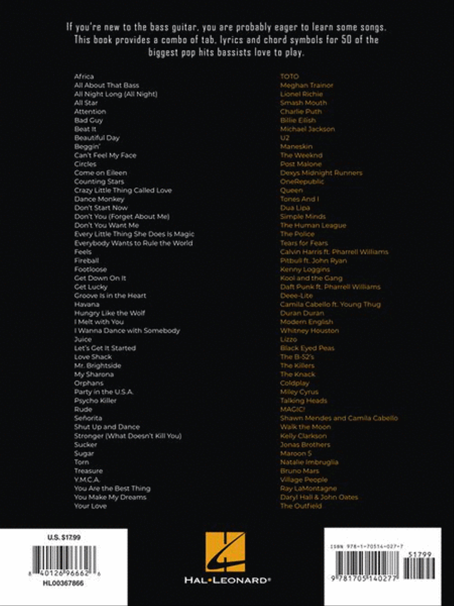 First 50 Pop Songs You Should Play on Bass Bass Guitar scores gallery preview page 10
