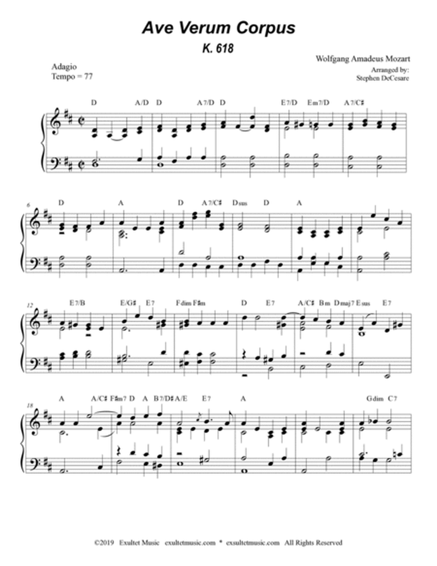 Ave Verum Corpus (Brass Quartet - Piano accompaniment - Alternate Version) image number null