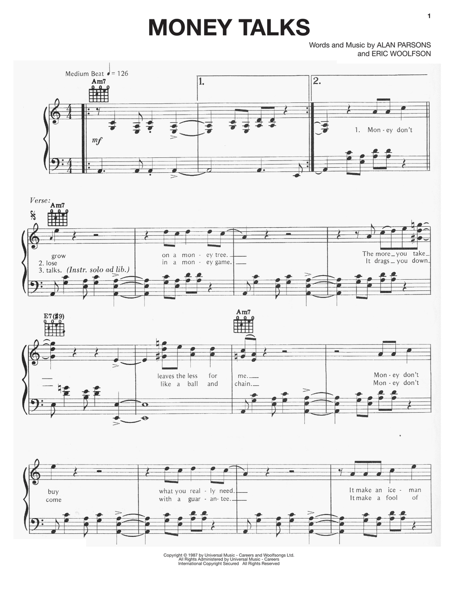 Money Talks Money Talks Acoustic Guitar scores gallery preview page 1