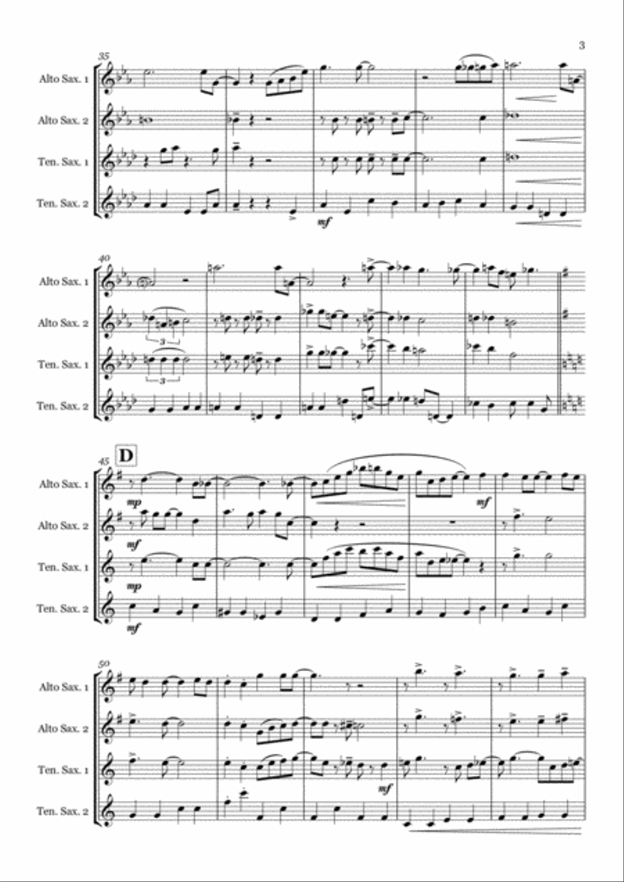 Come Fly With Me Saxophone Quartet scores gallery preview page 3