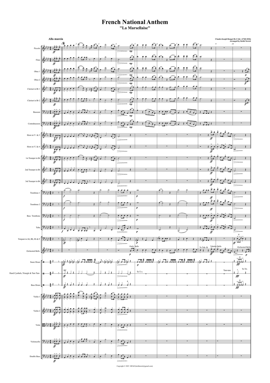 French National Anthem for Symphony Orchestra (Orchestre national d'Île-de-France Edition) Full Orchestra scores gallery preview page 2
