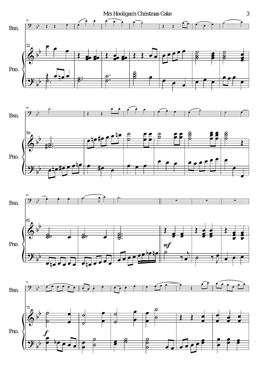 Mrs Hooligan's Christmas Cake for bassoon and piano Bassoon Solo scores gallery preview page 3