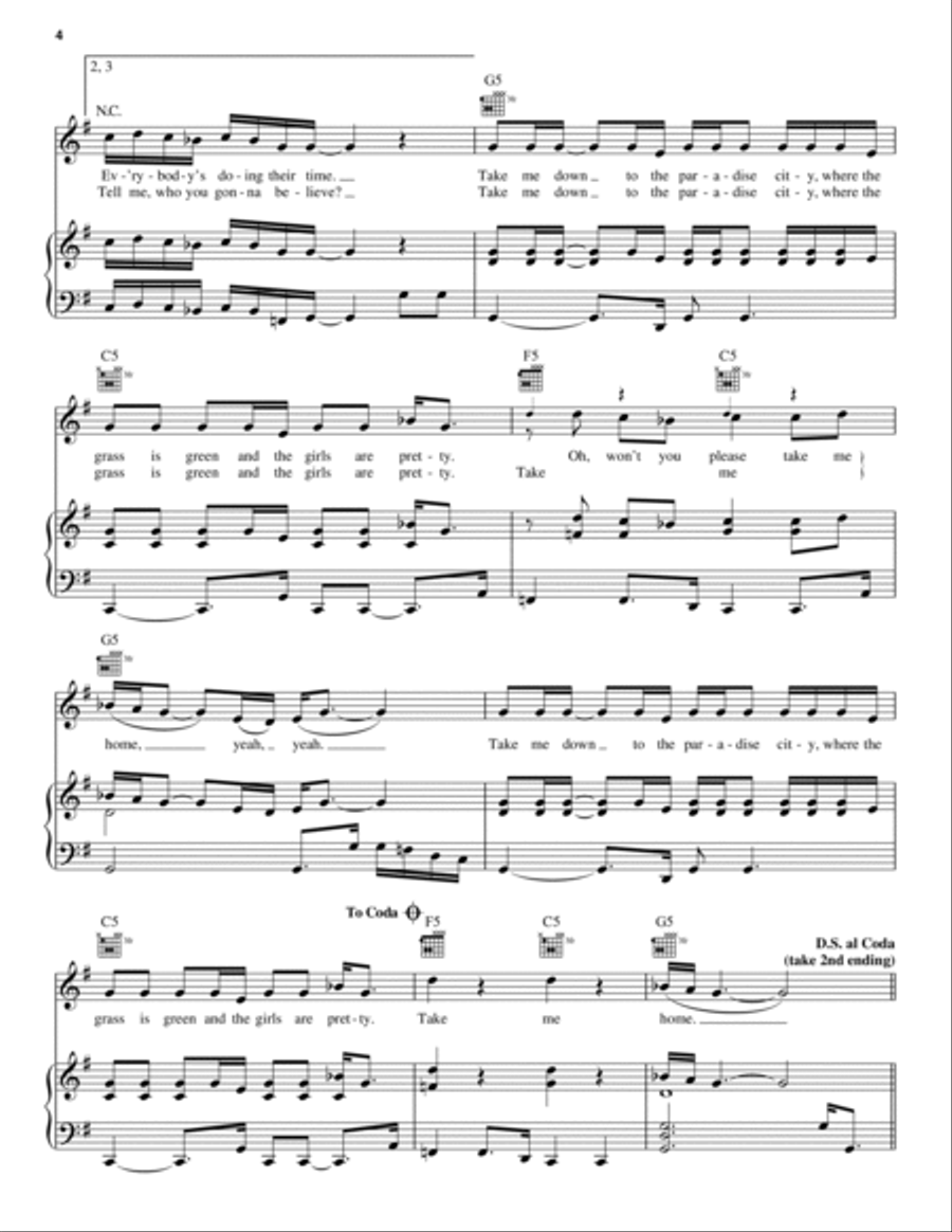 Paradise City Piano, Vocal, Guitar scores gallery preview page 4