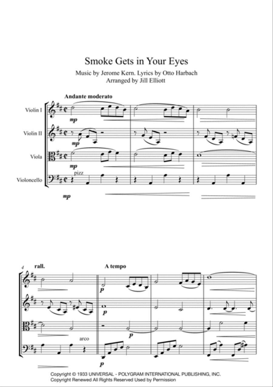 Smoke Gets In Your Eyes Smoke Gets In Your Eyes String Quartet scores gallery preview page 2