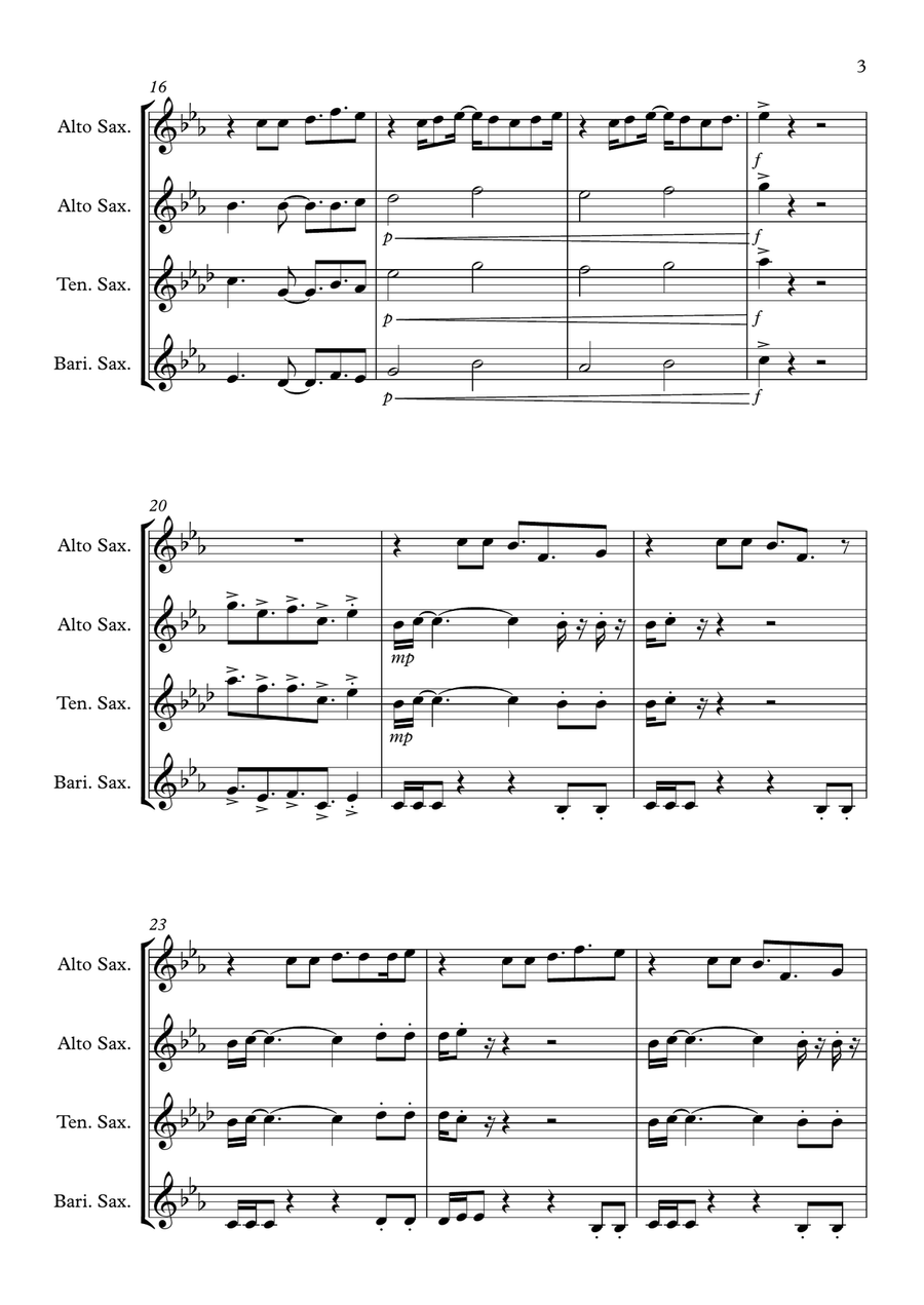 Ain't Nobody Woodwind Quartet scores gallery preview page 3