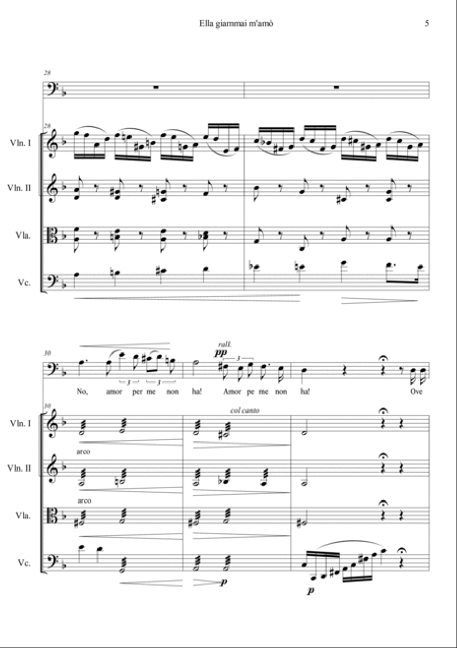 Ella Giammai M'amo (from Don Carlo) String Quartet scores gallery preview page 5