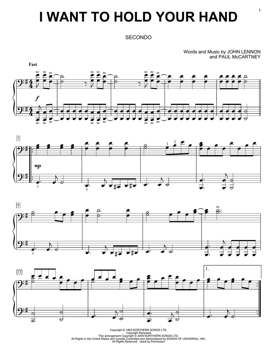I Want To Hold Your Hand I Want To Hold Your Hand Piano Duet scores gallery preview page 1